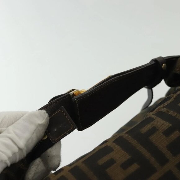 FENDI Zucca Canvas Vanity Pouch Black Brown gold Auth 136534 - Picture 8 of 16